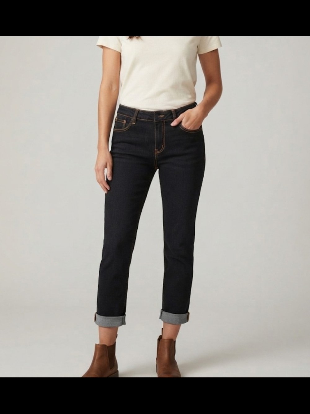 Papaya Dark Indigo Cropped Straight Jeans